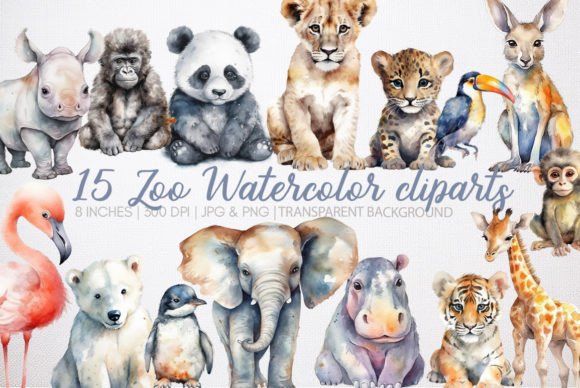 Download Zoo Animals Watercolor - Zoo animals Collection