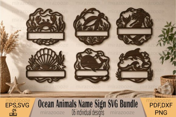 Download Ocean Animals Name Sign SVG Bundle - Animal Collection