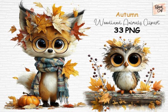 Download Autumn Woodland Animals Clipart Set PNG - Animal Collection