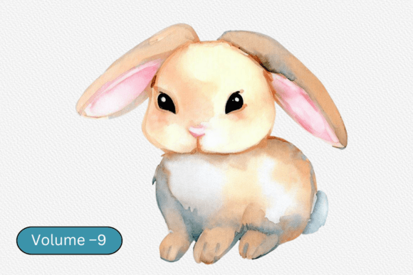 Download Bunny Watercolor Animal Baby Volume –9 - Animal Collection