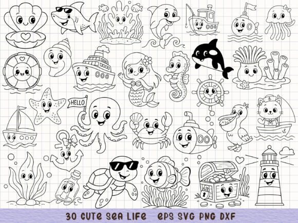 Download Cute Sea Life Clipart Ocean Animal Svg - Animal Collection