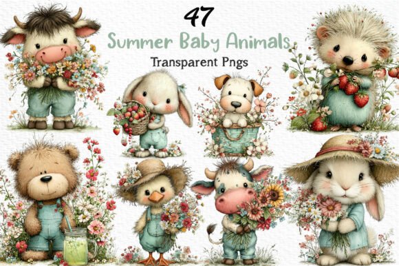 Download Whimsical Summer Baby Animals Clipart - Animal Collection