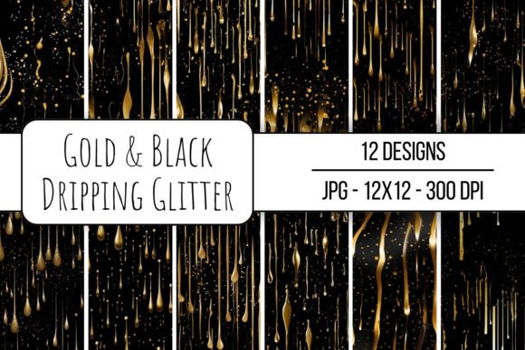 Download Gold and Black Dripping Glitter - Dripping glitter Collection