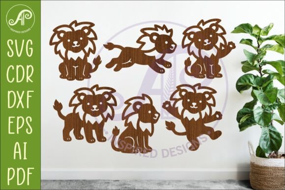 Download Cute Lions SVG Laser Cut Files Animals - Animal Collection