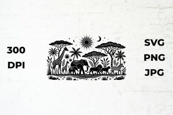 Download Safari Animals in a Stylized African - Animal Collection