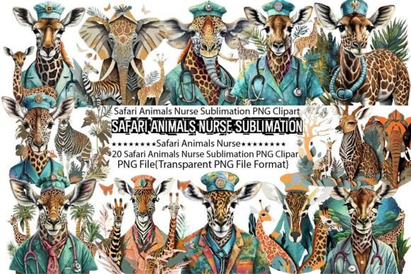 Download Safari Animals Nurse Sublimation Bundle - Animal Collection