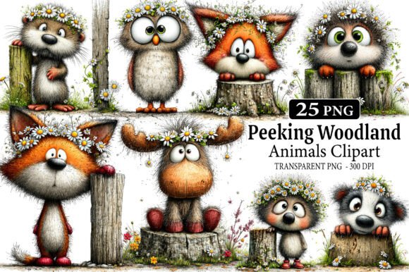 Download Peeking Woodland Animals PNG Clipart - Animal Collection